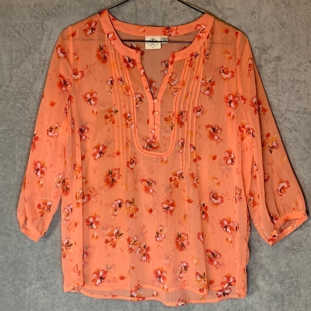 St John's Bay Floral Sheer Top